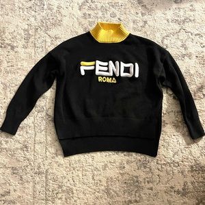 Fendi Embroidered Logo Black Sweater